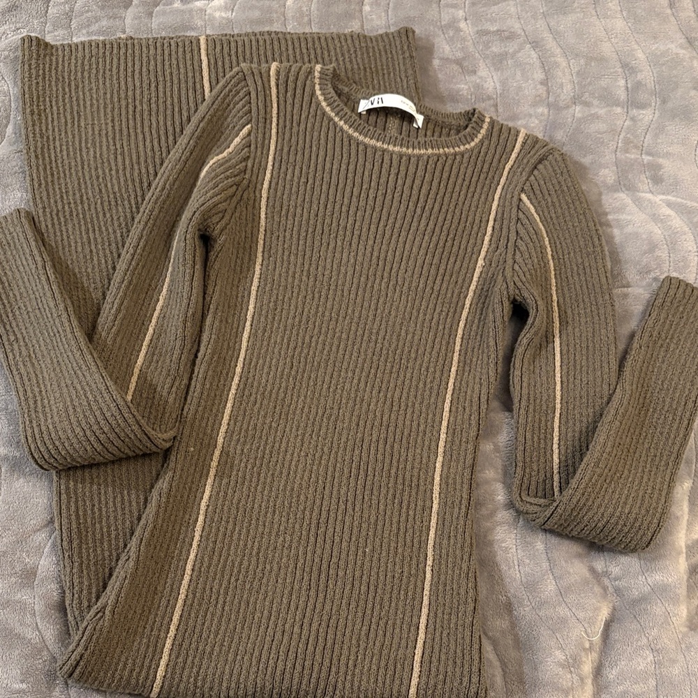 Zara Taupe Ribbed Dress